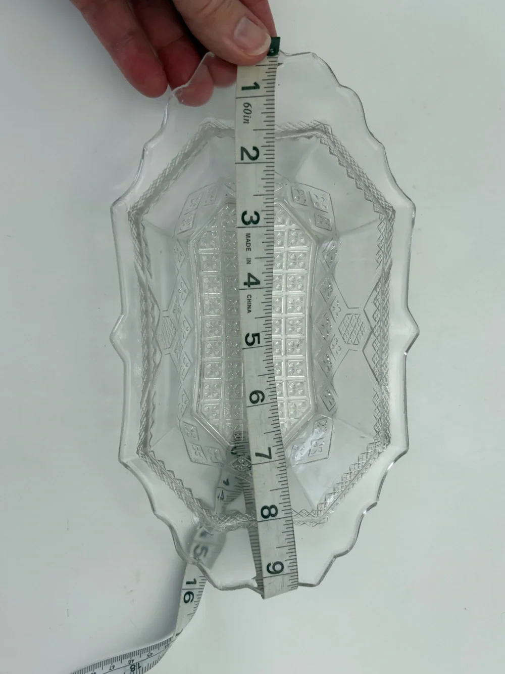 EAPG Pressed Glass Serving Dish or Trinket Dish - Geometric